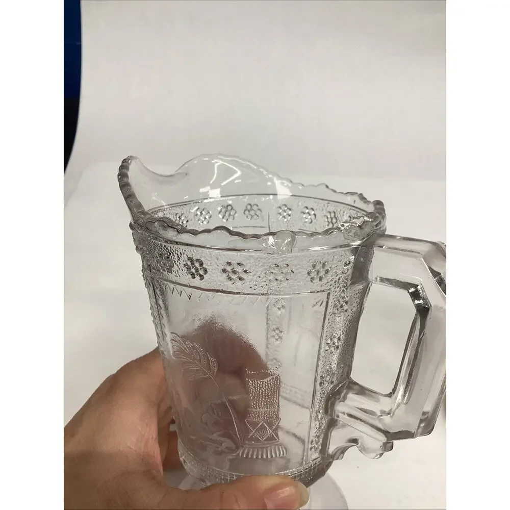 2 Antique Victorian 1880s Adams & Co. EAPG “Egyptian” Pattern Glass Pitcher – 6”